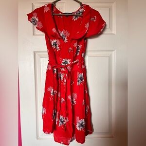 American Eagle Outfitters Womans Red Floral Dress
